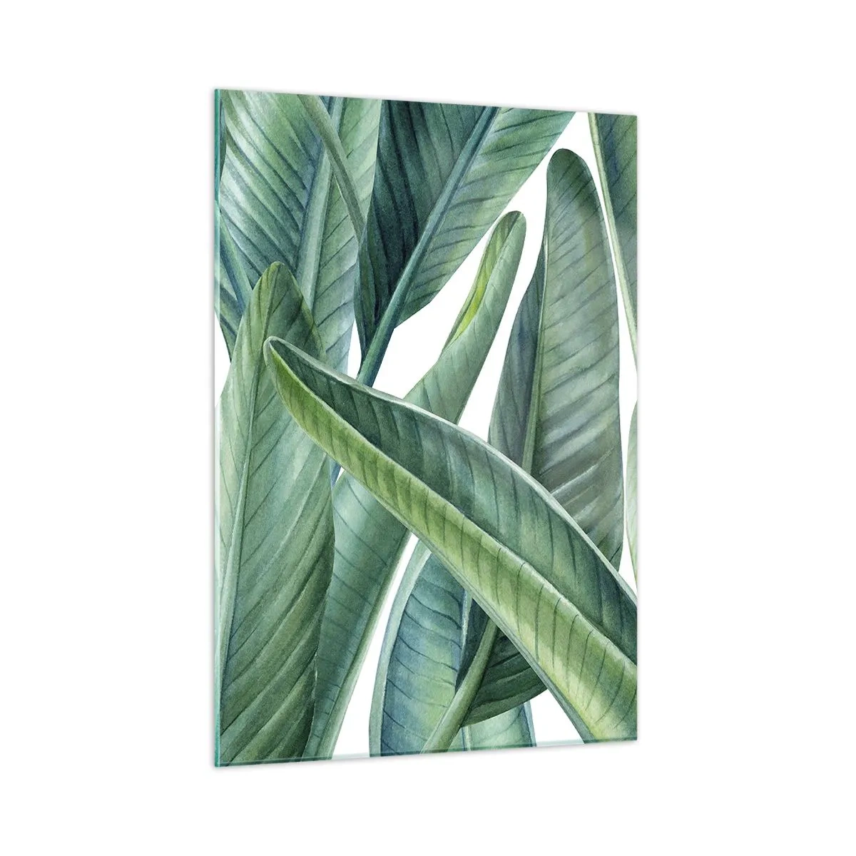 Glasbild - Bild auf glas - Tropische Blätter in Grüntönen - 50x70cm - An und für sich Grün - Moderne Wanddekoration für Wohnzimmer und Schlafzimmer ARTTOR
