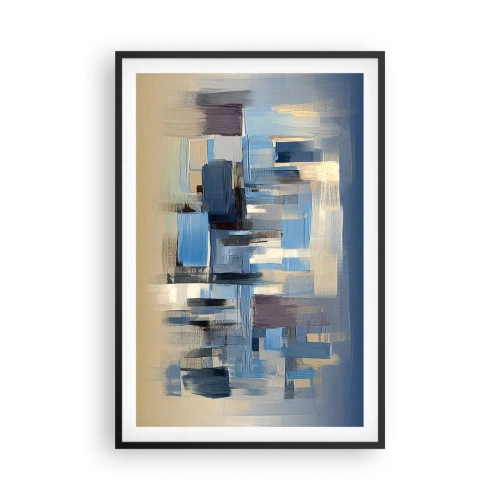 Poster in einem schwarzem Rahmen - Blaue Konstruktion - 61x91 cm
