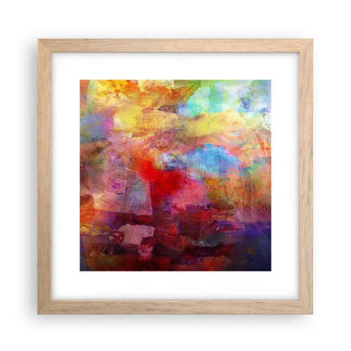 Poster in einem Rahmen aus heller Eiche - Schau in den Regenbogen - 30x30 cm