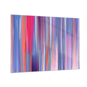 Glasbild - Bild auf glas - Bunte vertikale Streifen in Rosa-, Lila- und Blautönen - 70x50cm - Aufstieg zum Regenbogen - Moderne Wanddekoration für Wohnzimmer und Schlafzimmer ARTTOR