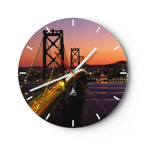 Wanduhr - Glasuhr - Violetter Abend - 40x40 cm