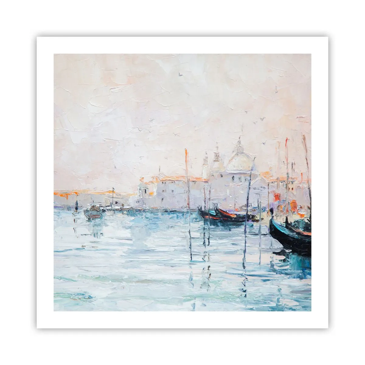 Poster - Hinter dem Wasser, hinter dem Nebel - 60x60 cm