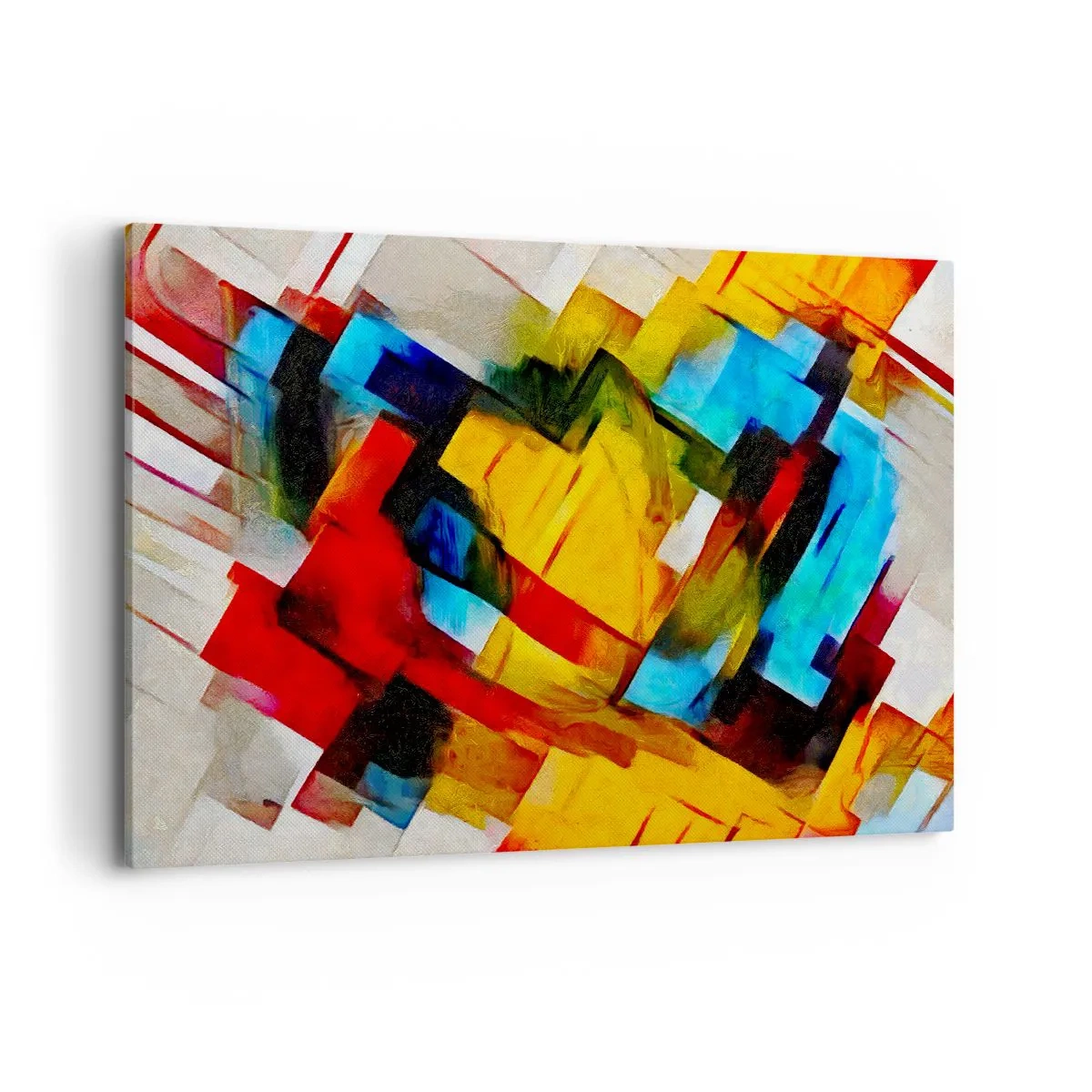 Bild auf Leinwand - Leinwandbild - Abstrakte geometrische Komposition in lebendigen Farben - 120x80cm - Ein bunter Interleaver - Moderne Wanddekoration für Wohnzimmer und Schlafzimmer ARTTOR