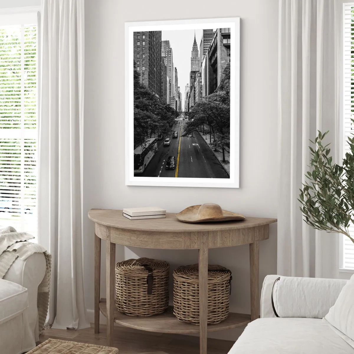 Poster in einem weißen Rahmen - New Yorker Morgen - 70x100 cm