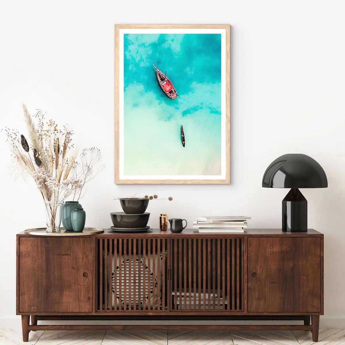 Poster in einem Rahmen aus heller Eiche - Denn an den Stränden von Sansibar, wenn der Wasserüberschuss ... - 30x40 cm
