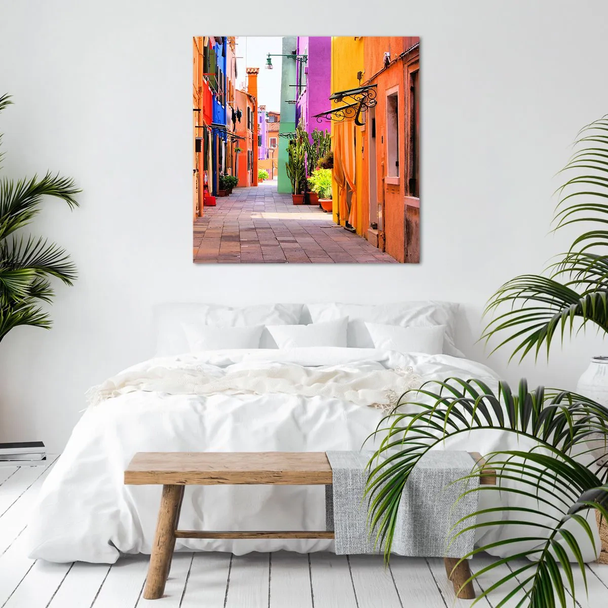 Bild auf Leinwand - Leinwandbild - Regenbogengasse - 70x70 cm