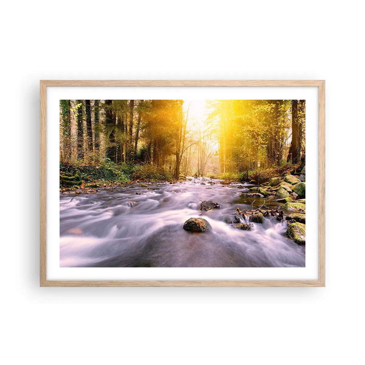 Poster in einem Rahmen aus heller Eiche - Malachit im Silber- und Goldrahmen - 70x50 cm