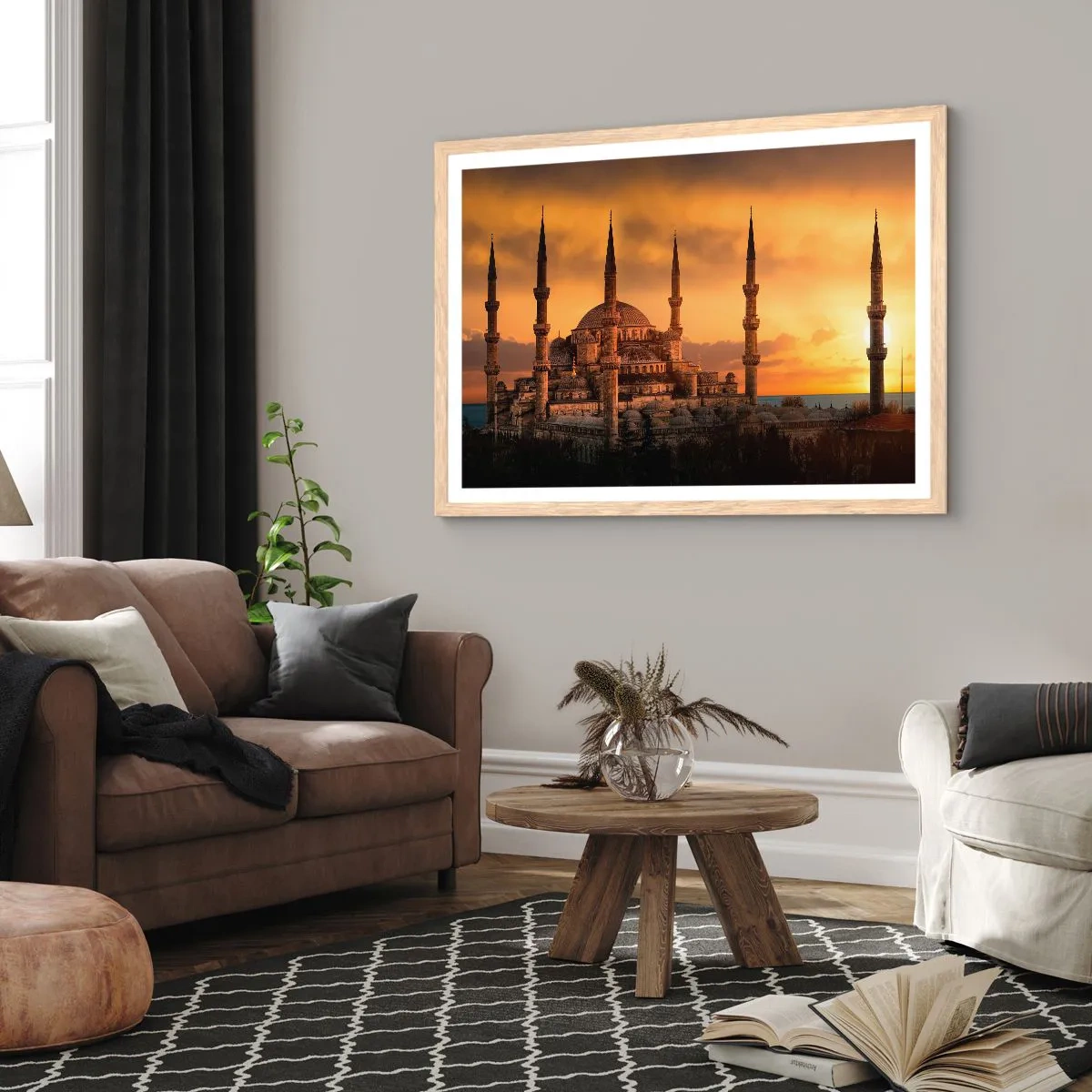 Poster in einem Rahmen aus heller Eiche - Gott ist großartig - 100x70 cm