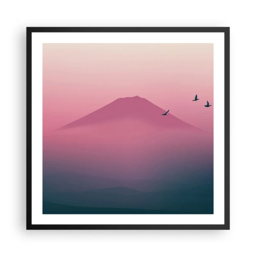Poster in einem schwarzem Rahmen - Wanderer über den Wolken - 60x60 cm