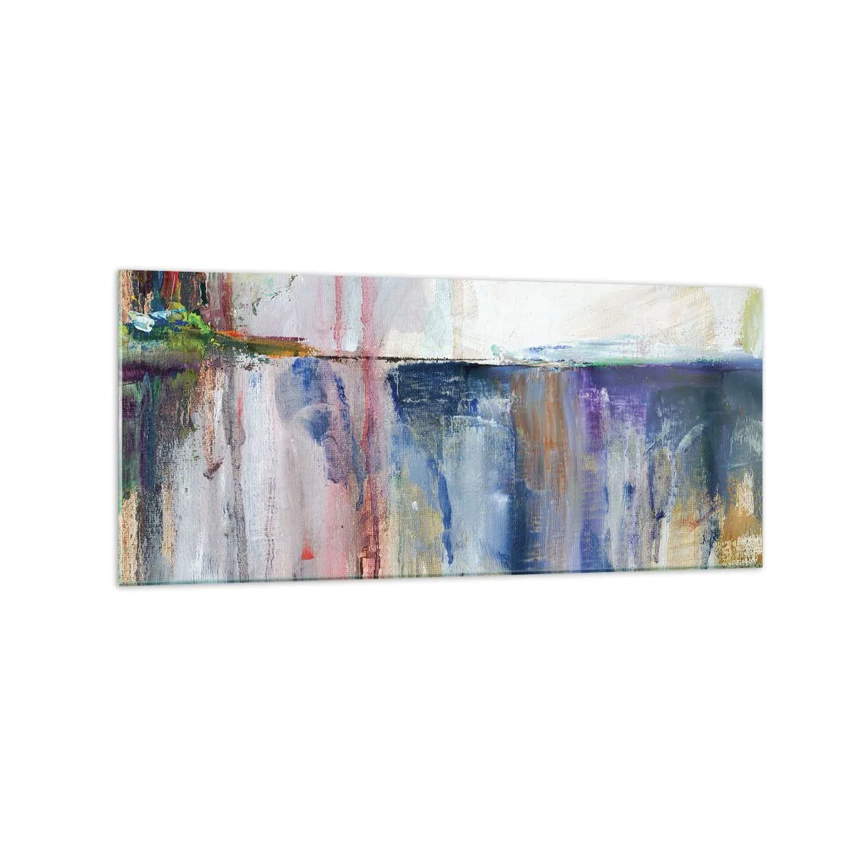 Glasbild - Bild auf glas - Eine abstrakte Farbkomposition mit Reflexionseffekt auf der Leinwand. - 120x50cm - Bunte Eindrücke und Assoziationen - Moderne Wanddekoration für Wohnzimmer und Schlafzimmer ARTTOR