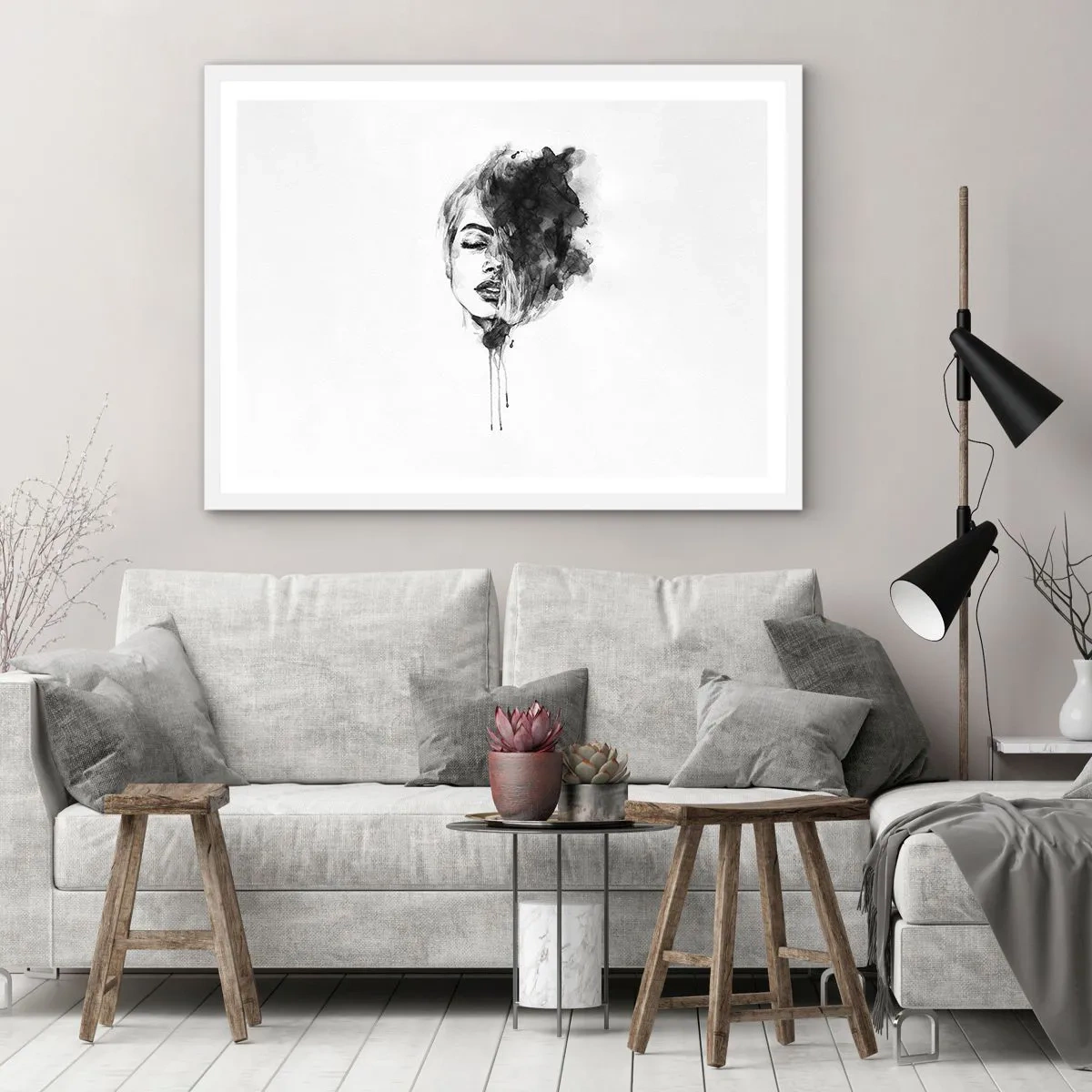 Poster in einem weißen Rahmen - Wovon träumt das Mädchen - 91x61 cm