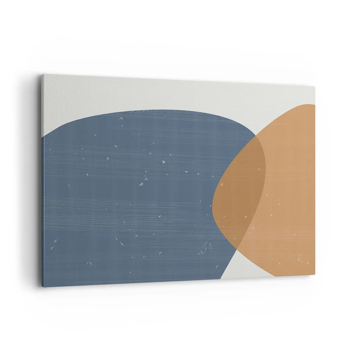 Bild auf Leinwand - Leinwandbild - Eine minimalistische geometrische Komposition in Blau- und Orangetönen. - 120x80cm - Ovale und Einflüsse - Moderne Wanddekoration für Wohnzimmer und Schlafzimmer ARTTOR