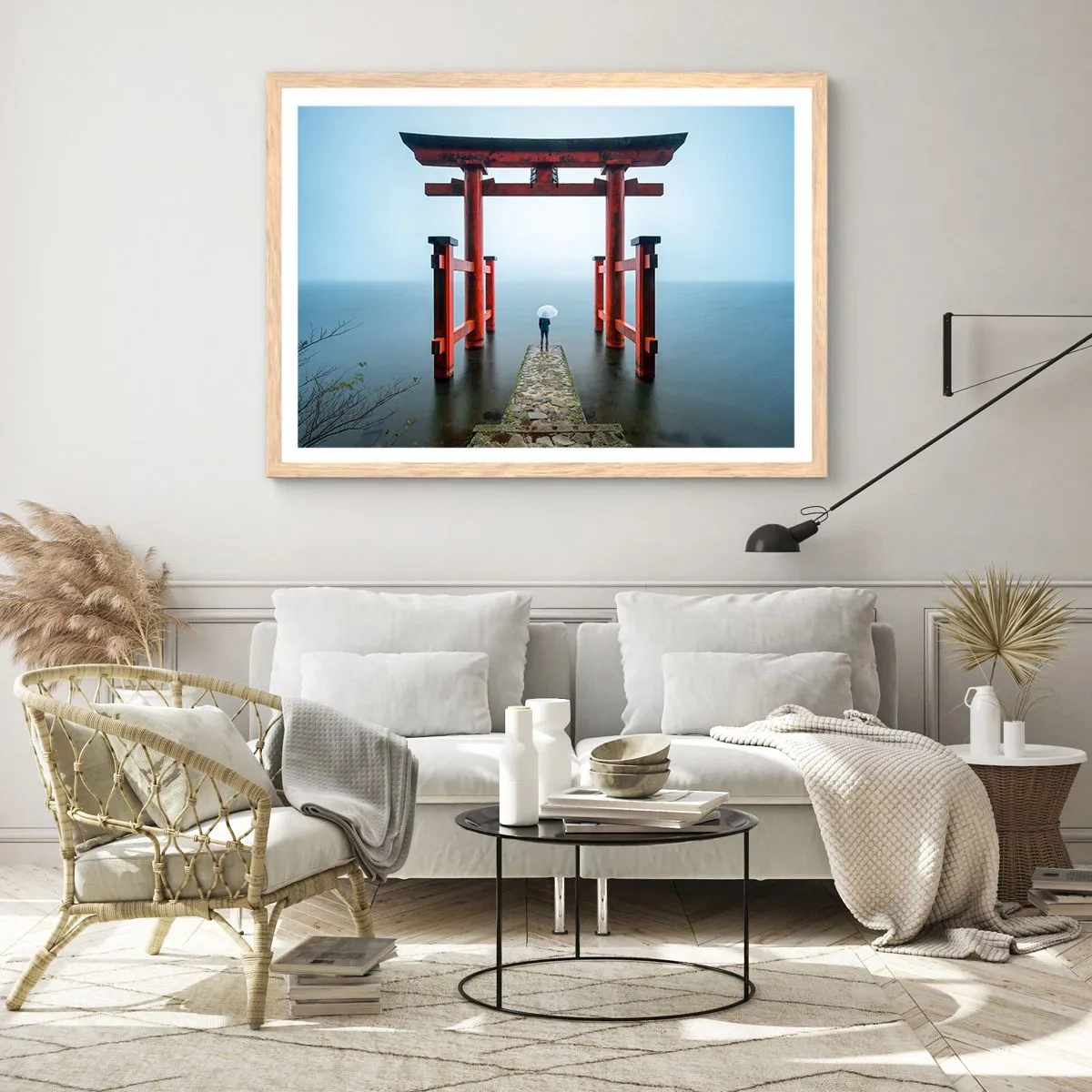 Poster in einem Rahmen aus heller Eiche - Japanische Träumerei - 50x40 cm