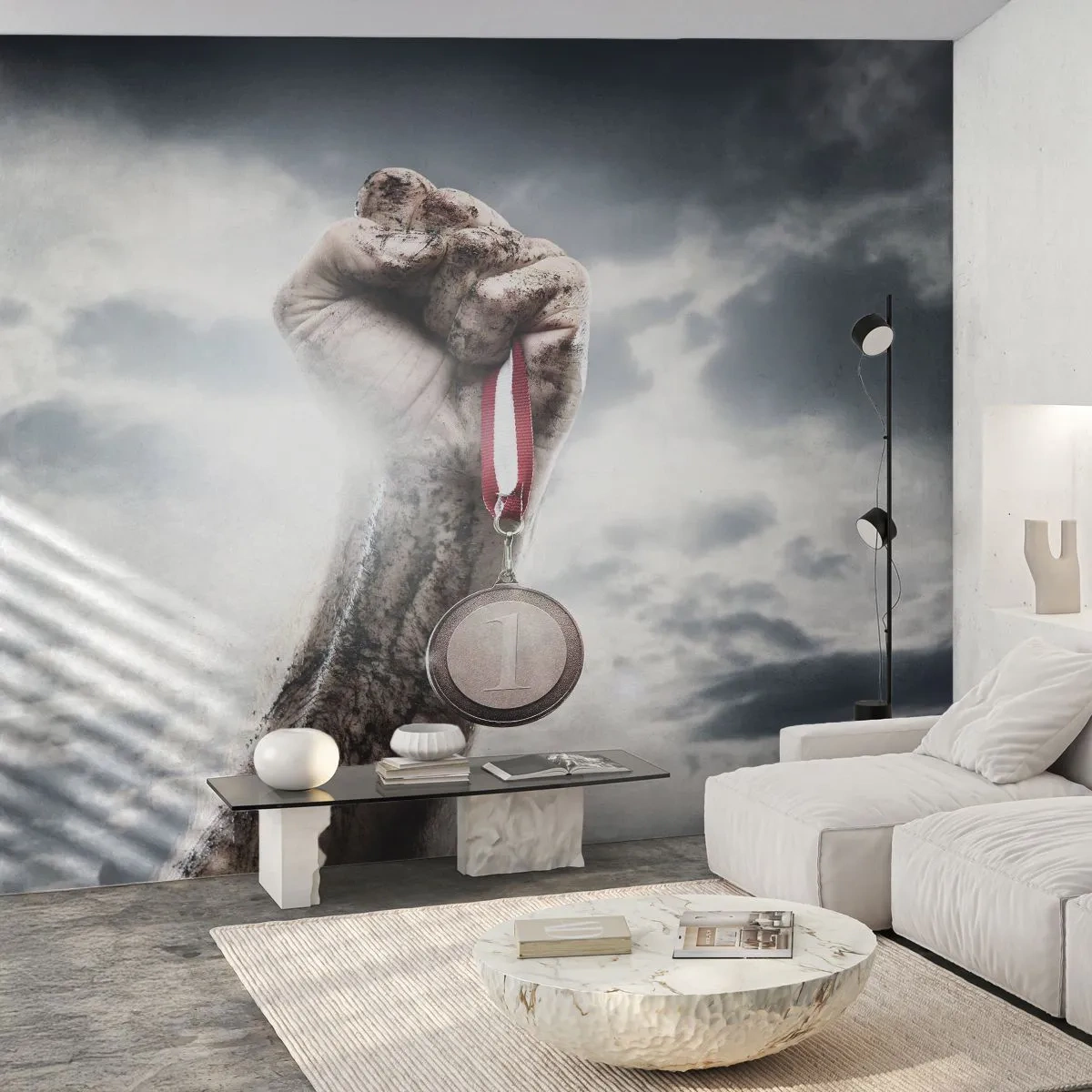 Maßgeschneiderte Fototapete Premium Canvas - Per aspera ad astra - Sport, Sportmedaille, 3D