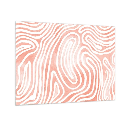 Glasbild - Bild auf glas - Abstraktes Muster in Weiß- und Korallentönen - 70x50cm - Im Korallenlabyrinth - Moderne Wanddekoration für Wohnzimmer und Schlafzimmer ARTTOR
