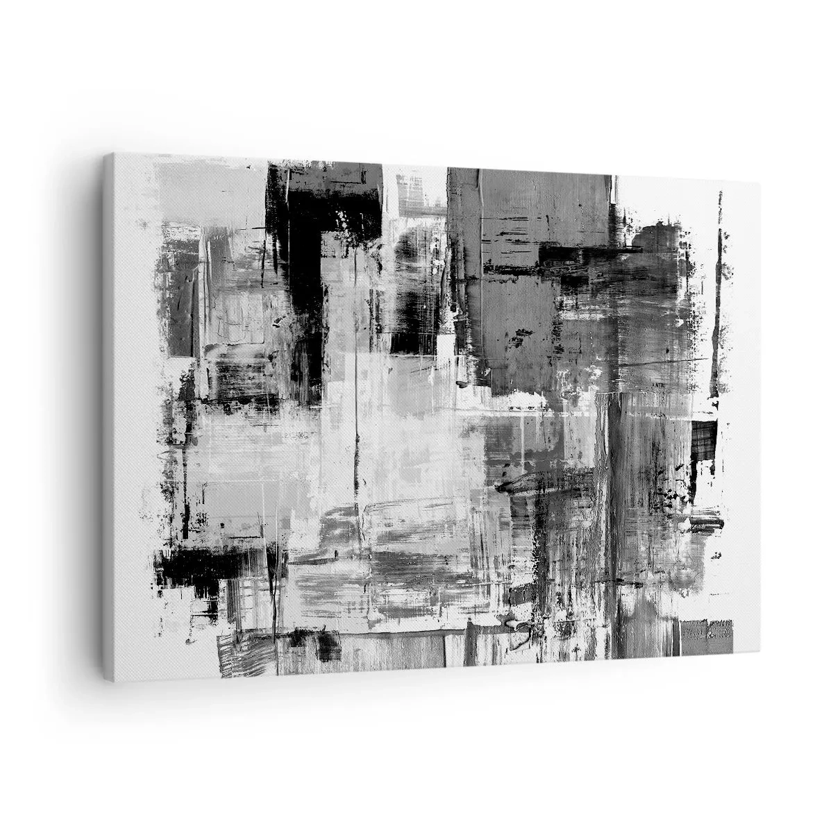 Bild auf Leinwand - Leinwandbild - Abstrakte Komposition in Schwarz, Weiß und Grau - 70x50cm - Wunderschönes Grau - Moderne Wanddekoration für Wohnzimmer und Schlafzimmer ARTTOR