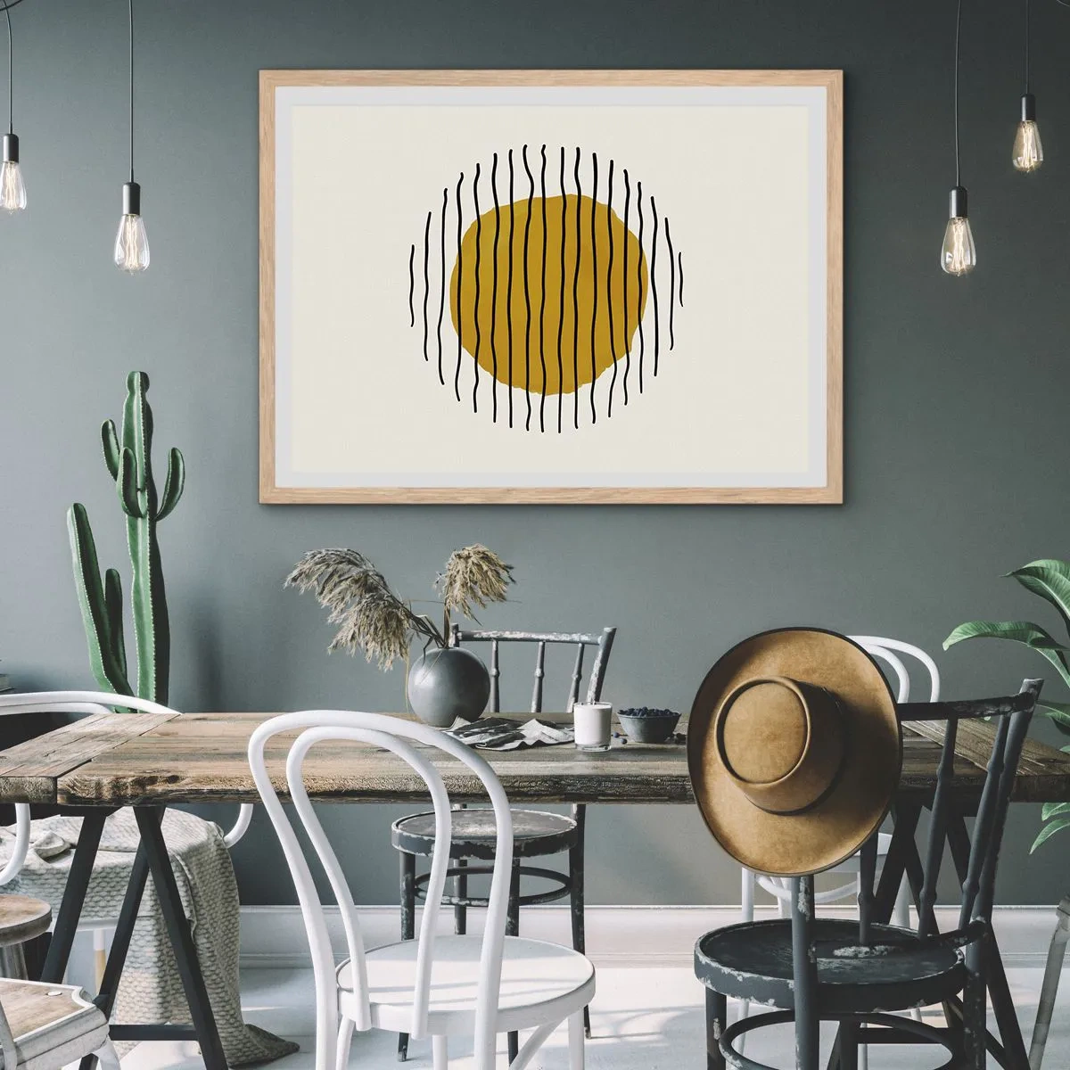 Poster in einem Rahmen aus heller Eiche - Abstraktion, die vor Hitze zittert - 50x40 cm