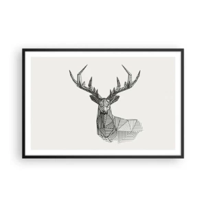 Poster in einem schwarzem Rahmen - Ein Hirsch im kubistischen Stil - 91x61 cm