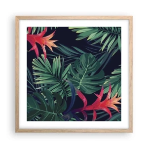 Poster in einem Rahmen aus heller Eiche - Im Grünen in Flammen gehen - 50x50 cm