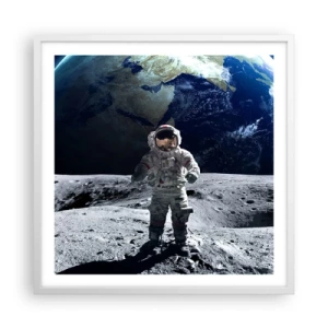 Poster in einem weißen Rahmen - Grüße vom Mond - 60x60 cm