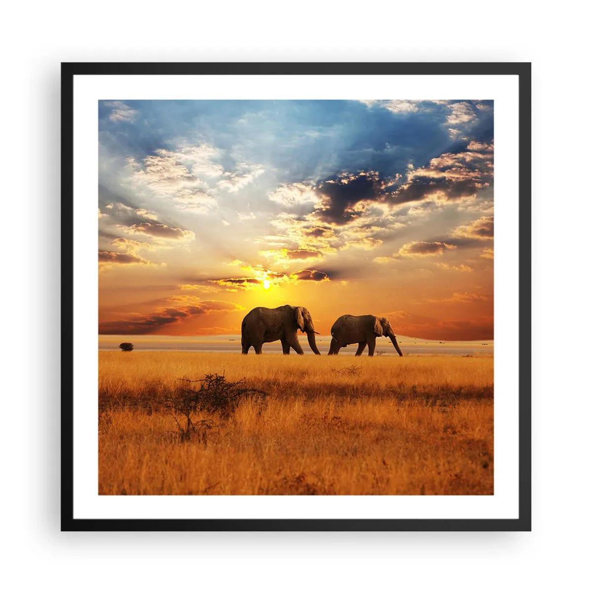 Poster in einem schwarzem Rahmen - Familienspaziergang - 60x60 cm