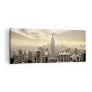 Bild auf Leinwand - Leinwandbild - Panorama der Stadt mit Blick auf das Empire State Building - 120x50cm - New York aus Grau - Moderne Wanddekoration für Wohnzimmer und Schlafzimmer ARTTOR