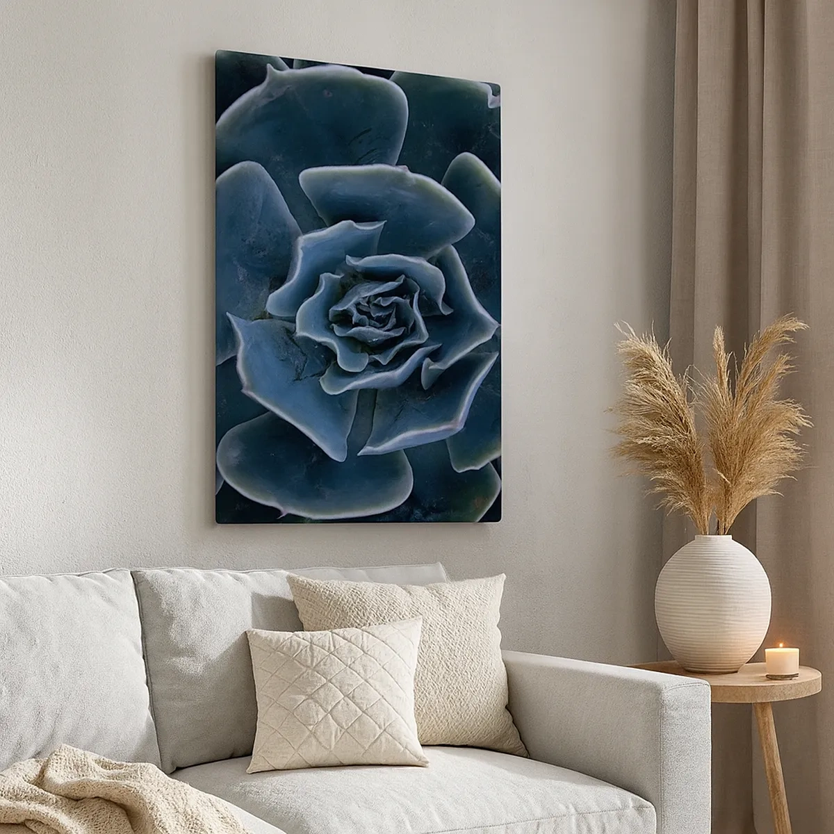 Bild auf Leinwand - Leinwandbild - Nahaufnahme einer grünen Sukkulentenrosette - 50x70cm - Wüstenblume - Moderne Wanddekoration für Wohnzimmer und Schlafzimmer ARTTOR