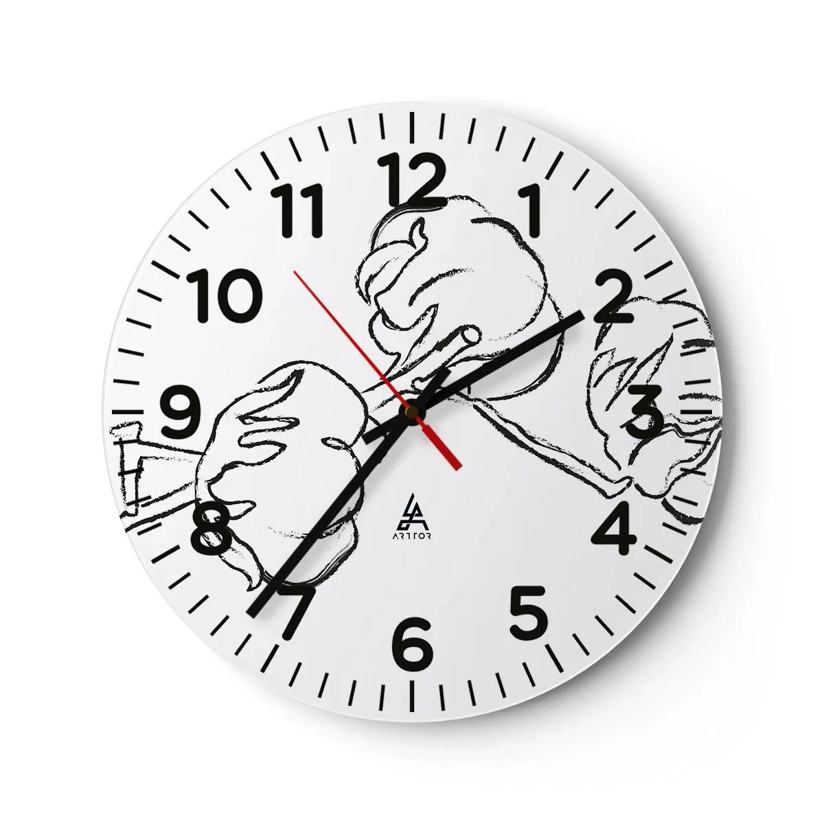 Wanduhr - Glasuhr - Baumwolldaunen - 40x40 cm