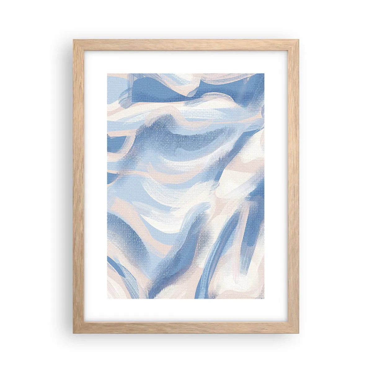 Poster in einem Rahmen aus heller Eiche - Blaue Wellen - 30x40 cm
