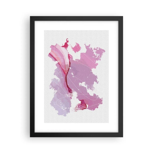 Poster in einem schwarzem Rahmen - Karte der Rosawelt - 30x40 cm
