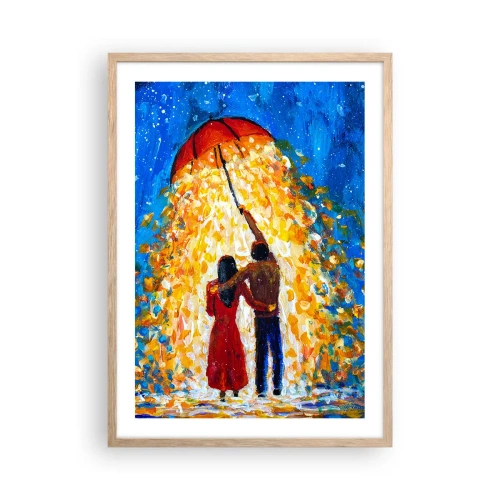 Poster in einem Rahmen aus heller Eiche - Zauber eines Regenabends? - 50x70 cm