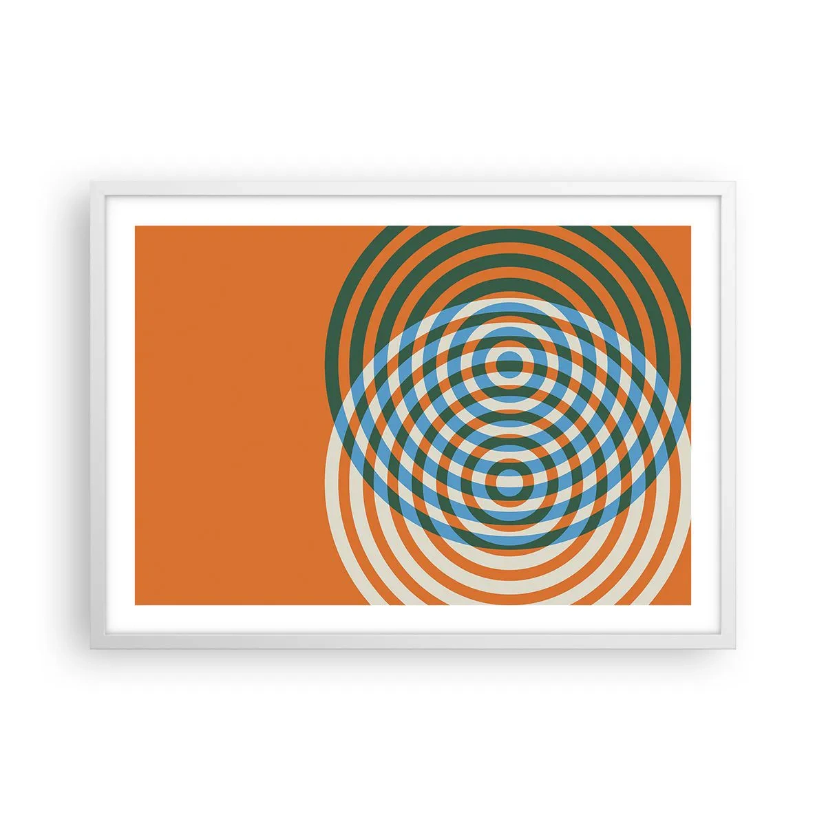 Poster in einem weißen Rahmen - Abstrakte kreisförmige Variation - 70x50 cm