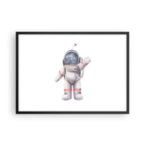 Poster in einem schwarzem Rahmen - Astronaut im Aquarellstil auf weißem Hintergrund - 70x50cm - Bis dann! - Moderne Wanddekoration für Wohnzimmer und Schlafzimmer ARTTOR