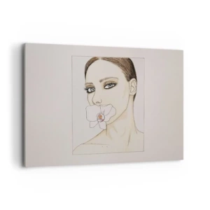 Bild auf Leinwand - Leinwandbild - Porträt einer Frau mit einer Orchidee in zarten Farben - 100x70cm - Ein Symbol für Eleganz und Schönheit - Moderne Wanddekoration für Wohnzimmer und Schlafzimmer ARTTOR