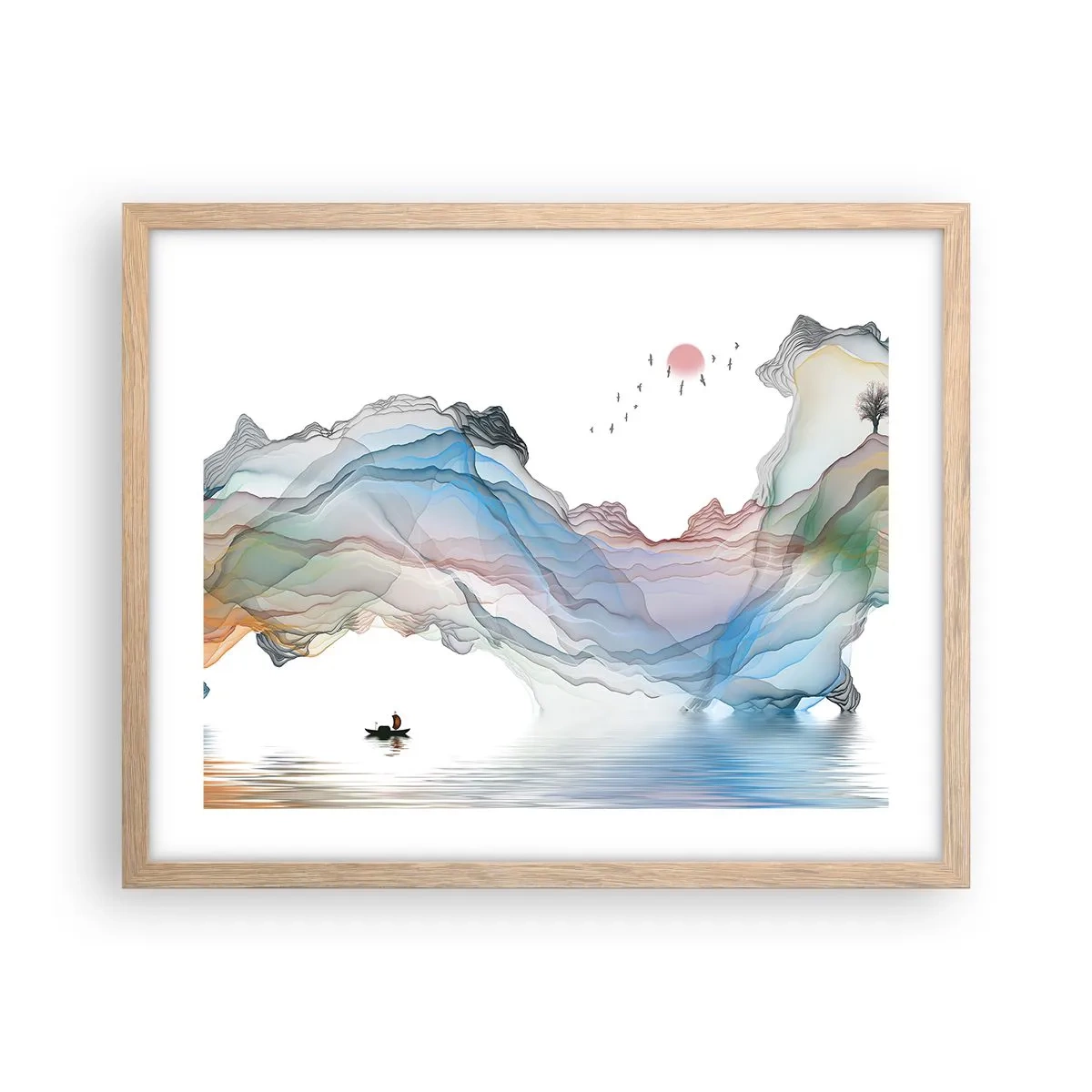 Poster in einem Rahmen aus heller Eiche - Zu den Kristallbergen - 50x40 cm
