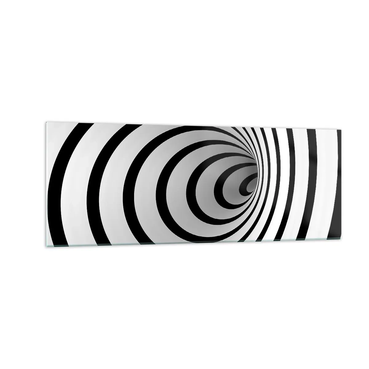 Glasbild - Bild auf glas - Eine schwarz-weiße Spirale mit hypnotischer Wirkung - 140x50cm - Sie können dem auch nicht widerstehen? - Moderne Wanddekoration für Wohnzimmer und Schlafzimmer ARTTOR
