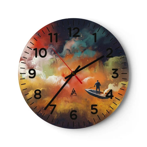 Wanduhr - Glasuhr - Mit dem Boot durch die Galaxie - 30x30 cm