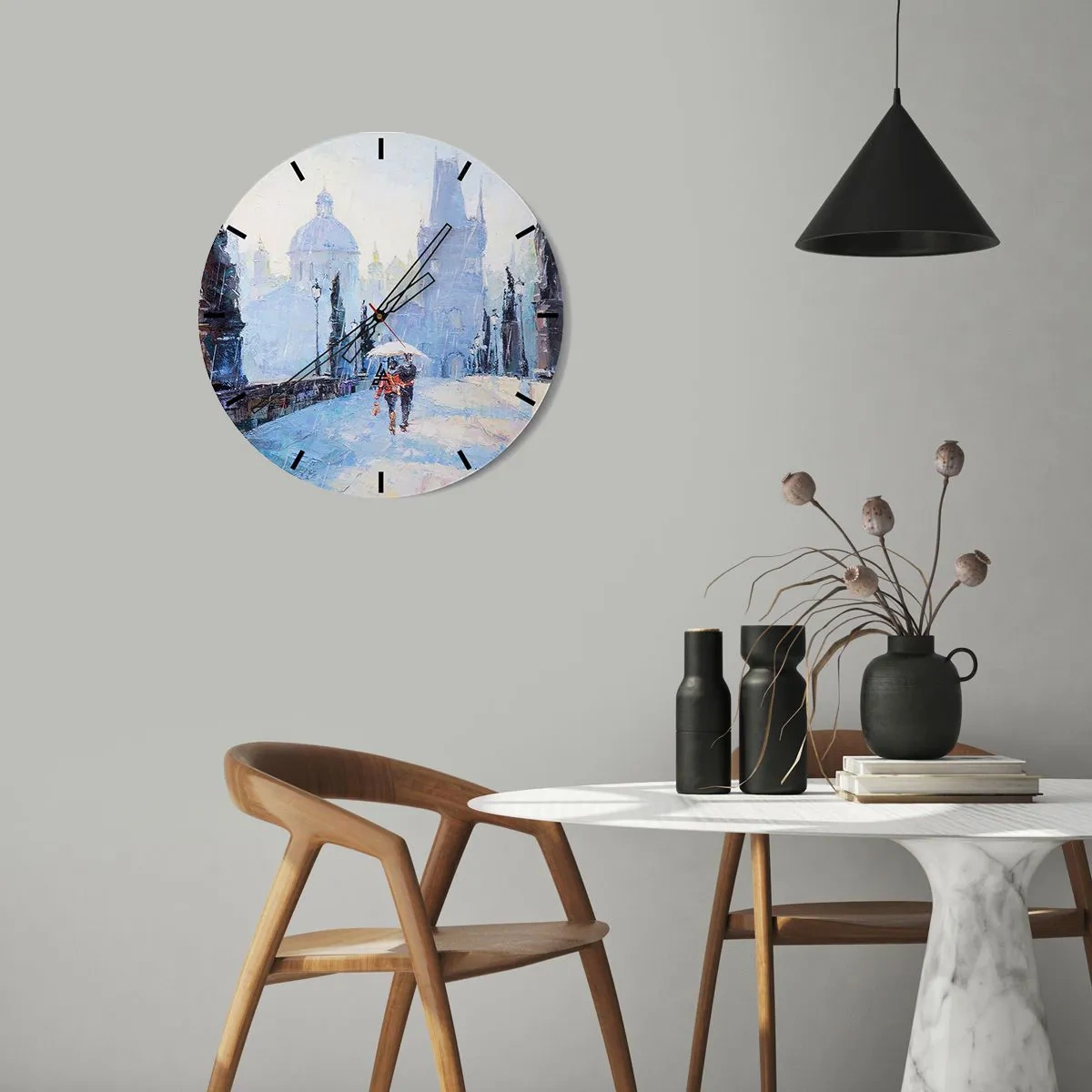 Wanduhr - Glasuhr - Der Regen muss uns verzaubert haben - 40x40 cm