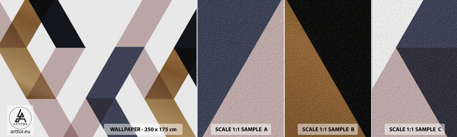 Fototapeten Muster Selbstklebend Deluxe Sticker - Ebenen und Winkel - Abstraktion, Stück, Moderne Kunst - 100x30 cm