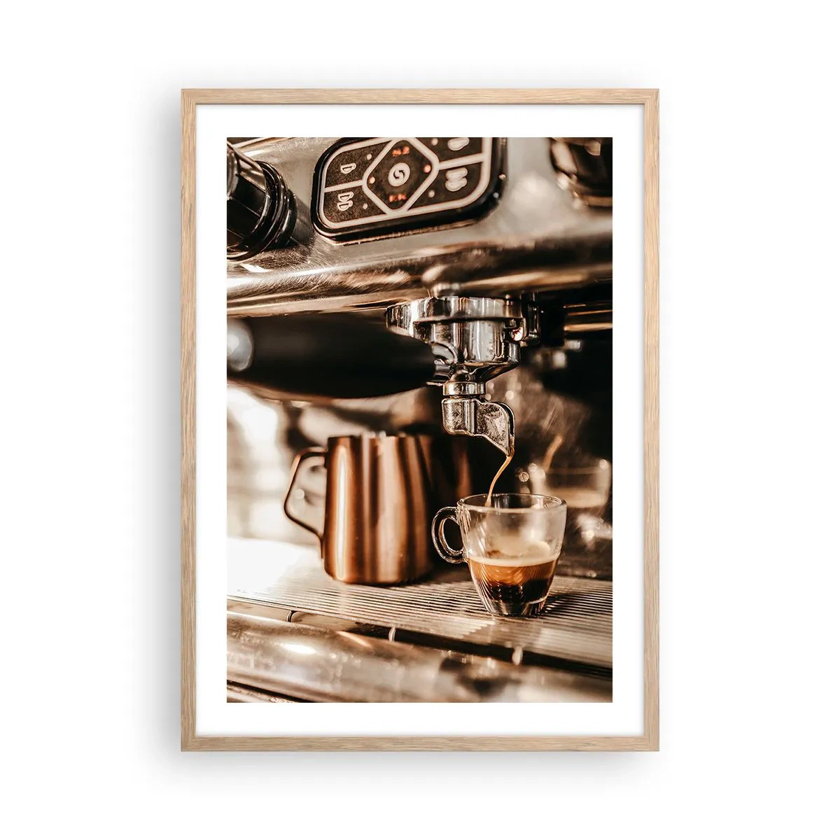 Poster in einem Rahmen aus heller Eiche - Kaffeeglanz - 50x70 cm