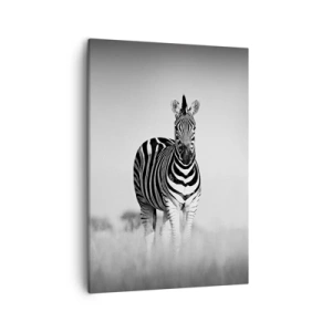 Bild auf Leinwand - Leinwandbild - Zwei Zebras in der Savanne im monochromen Stil - 50x70cm - Die Welt ist doch schwarz-weiß - Moderne Wanddekoration für Wohnzimmer und Schlafzimmer ARTTOR