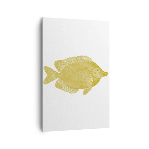 Bild auf Leinwand - Leinwandbild - Vintage Goldfisch auf hellem Hintergrund - 80x120cm - Fisch und das war’s - Moderne Wanddekoration für Wohnzimmer und Schlafzimmer ARTTOR