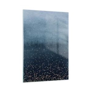 Glasbild - Bild auf glas - Marineblaue Farbverläufe mit winzigen goldenen Punkten - 50x70cm - Komposition - blaue Phasen - Moderne Wanddekoration für Wohnzimmer und Schlafzimmer ARTTOR