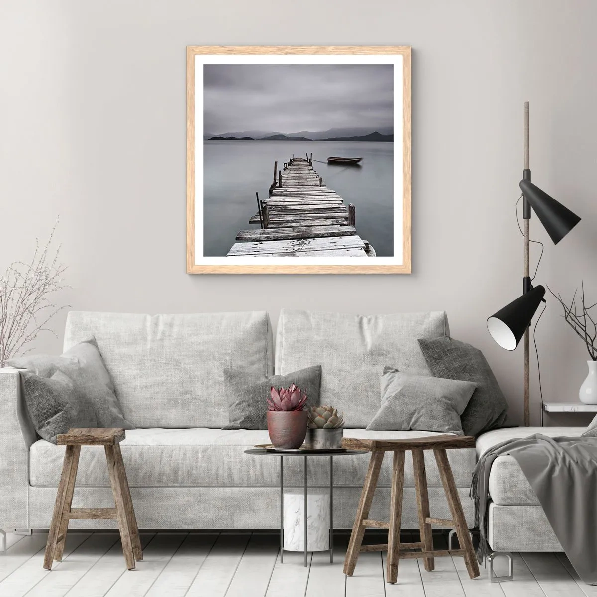 Poster in einem Rahmen aus heller Eiche - Du kannst morgen gehen - 60x60 cm