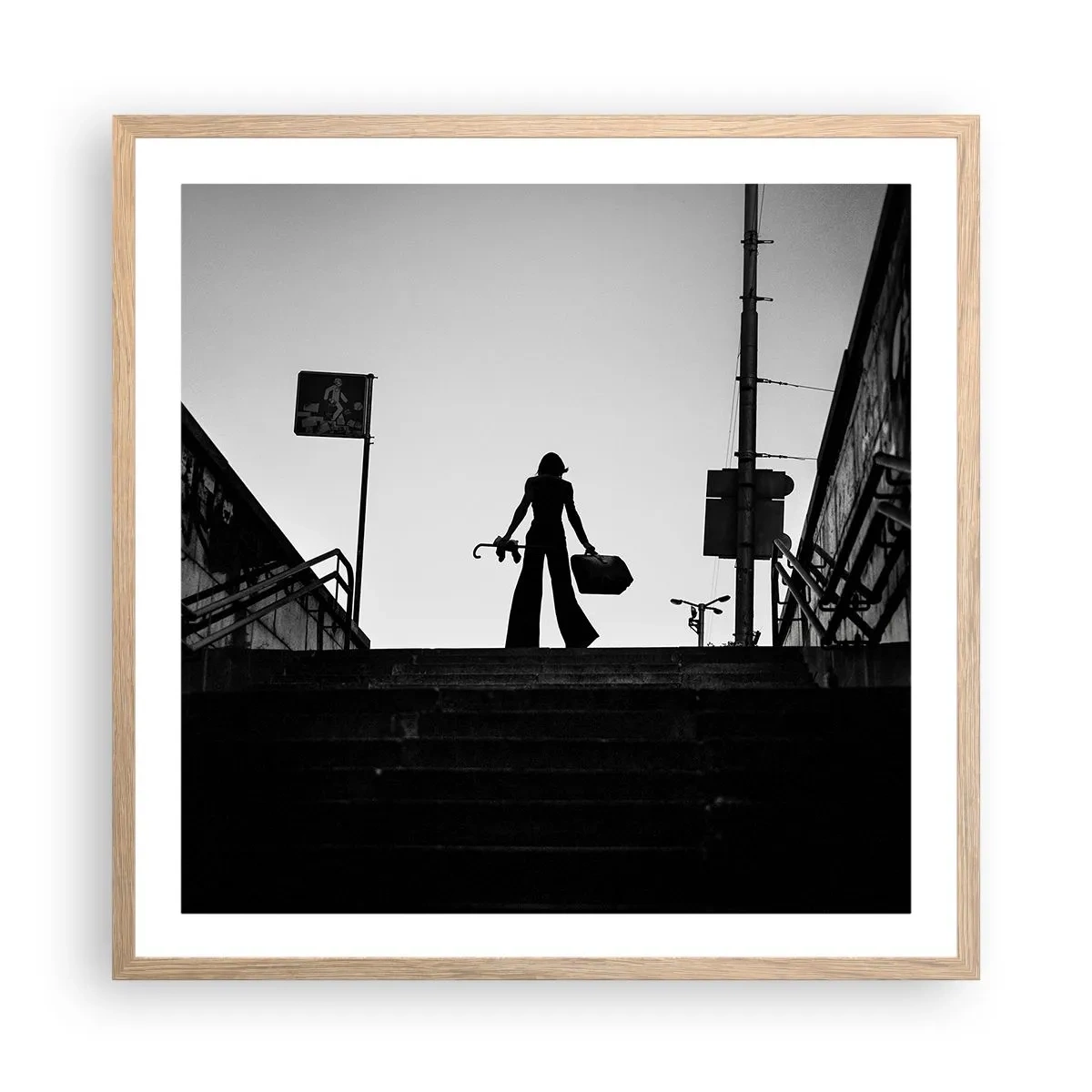 Poster in einem Rahmen aus heller Eiche - Städtisches Wandern - 60x60 cm