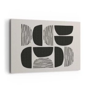 Bild auf Leinwand - Leinwandbild - Geometrie mit Halbkreisen und Linien in Schwarz auf hellem Hintergrund - 100x70cm - Halbherzige Deals - Moderne Wanddekoration für Wohnzimmer und Schlafzimmer ARTTOR