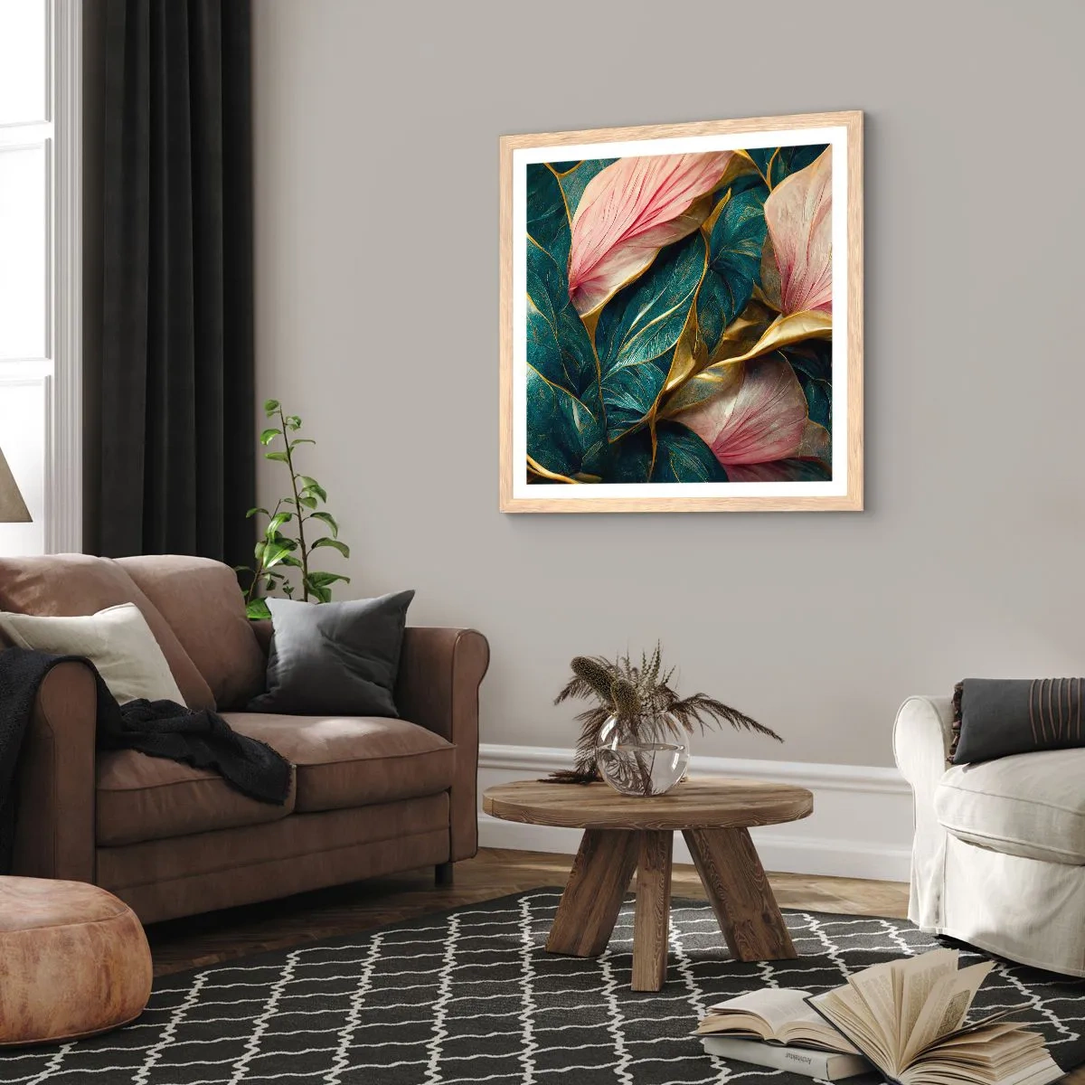 Poster in einem Rahmen aus heller Eiche - Natürliche Eleganz und Stil - 40x40 cm