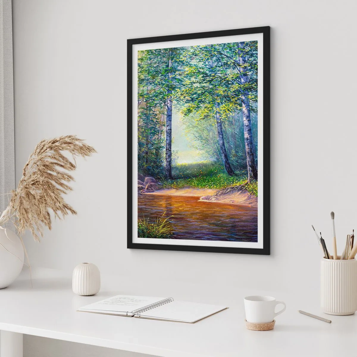 Poster in einem schwarzem Rahmen - Idyllische Landschaft - 40x50 cm
