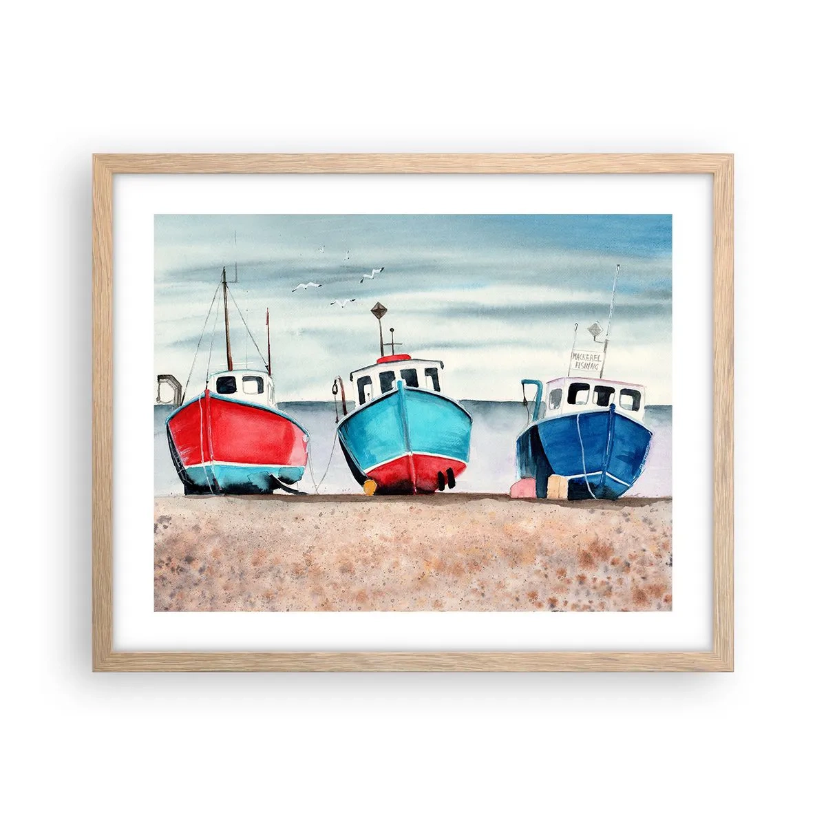 Poster in einem Rahmen aus heller Eiche - Bereit zum Fang - 50x40 cm