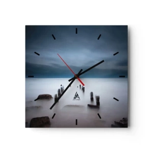 Wanduhr - Glasuhr - Der alte Pier vor der Kulisse eines ruhigen Meeres - 30x30cm - Nachdenklicher See - Moderne Wanddekoration für Wohnzimmer und Schlafzimmer ARTTOR